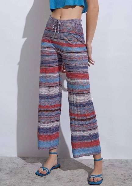 Stripe Patterned Ocean Knit Pants - 1