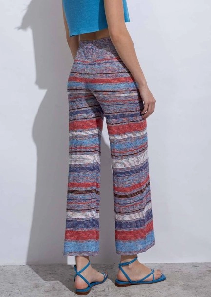Stripe Patterned Ocean Knit Pants - 5