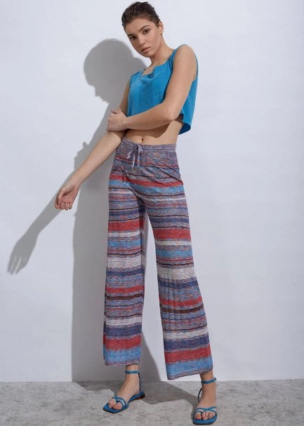 Stripe Patterned Ocean Knit Pants - 6