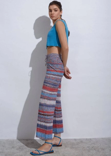 Stripe Patterned Ocean Knit Pants - 7