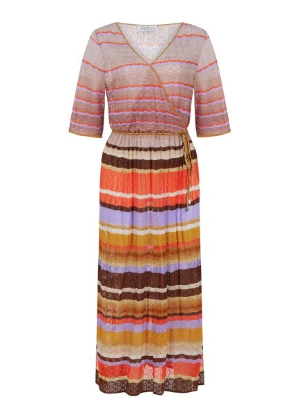 Stripe Patterned Terracotta Knıt Dress - 8