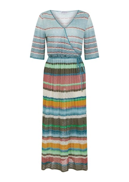 Stripe Patterned Verdigris Knıt Dress - 7