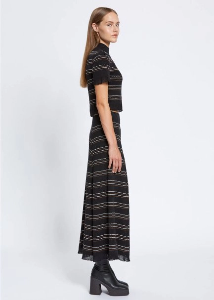 STRIPED BLACK CROP KNIT TOP - 4