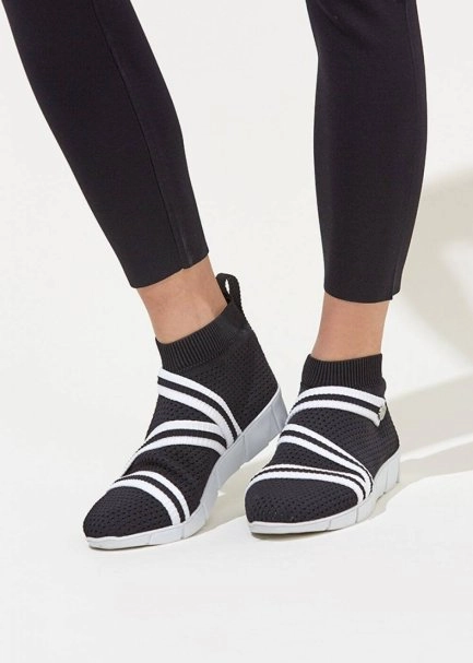 STRIPED BLACK KNIT SNEAKERS - 1