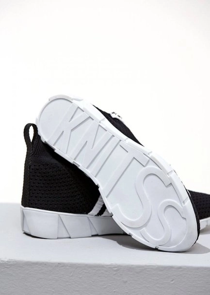 STRIPED BLACK KNIT SNEAKERS - 6