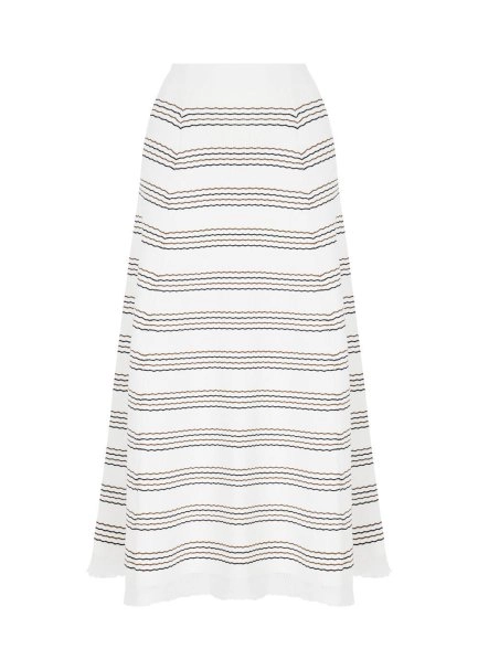 STRIPED LONG ECRU KNIT SKIRT - 6