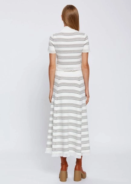 STRIPED LONG ECRU KNIT SKIRT - 5