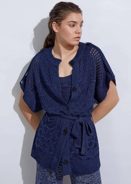 Structured Linen Ocean Knıt Cardıgan - 2
