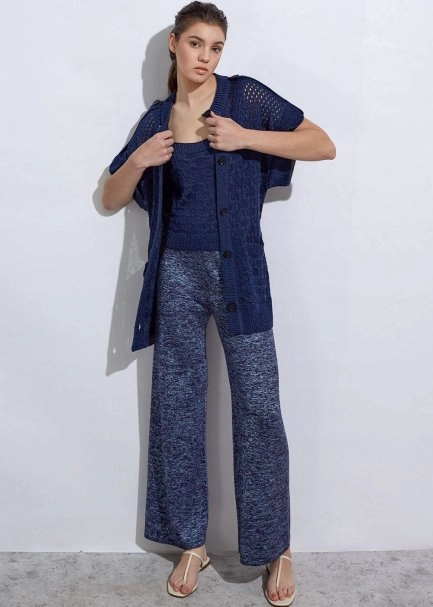 Structured Linen Ocean Knıt Cardıgan - 3