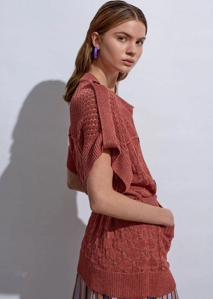 Structured Linen Peony Knıt Cardıgan - 3