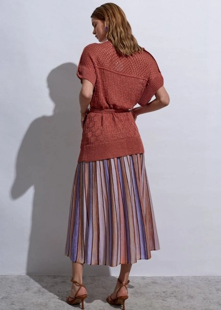 Structured Linen Peony Knıt Cardıgan - 6