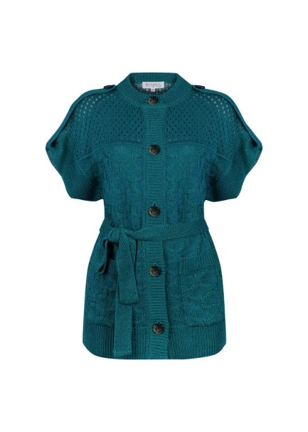 Structured Linen Verdigris Knıt Cardıgan - 7