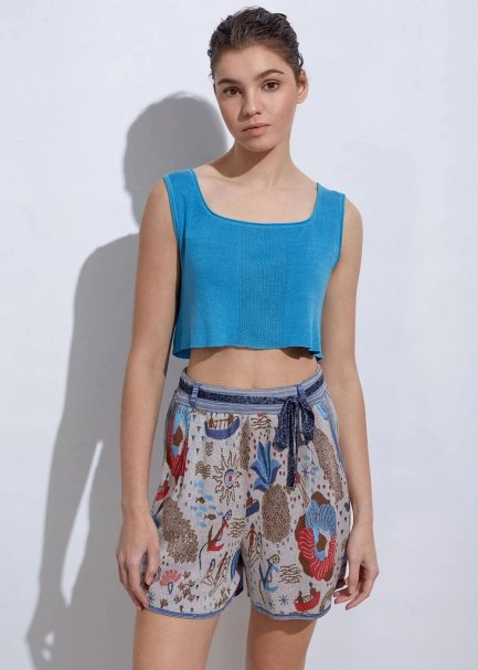 Summer Desen Triko Şort - 5