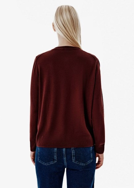 Süperfine Knit Merlot Button-Collar Sweater - 5
