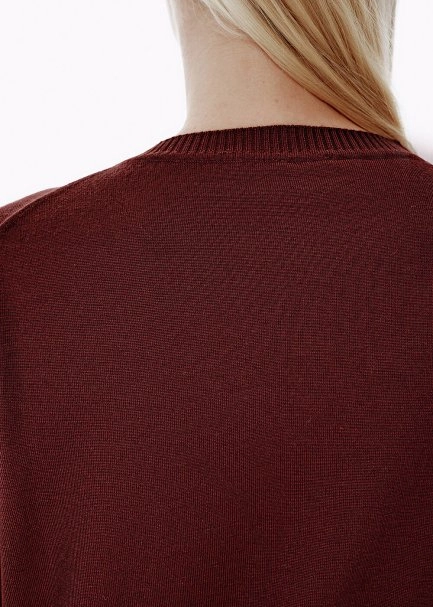Süperfine Knit Merlot Button-Collar Sweater - 4