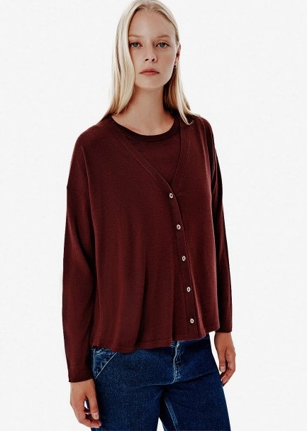 Süperfine Knit Merlot Cardigan - 3
