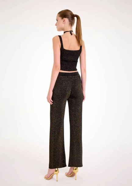 Taş Süslemeli Gold Lurex Triko Üst - 5