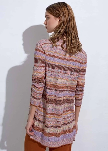 Taşlı Düğmeli Tarçın Lila Triko Hırka - 6