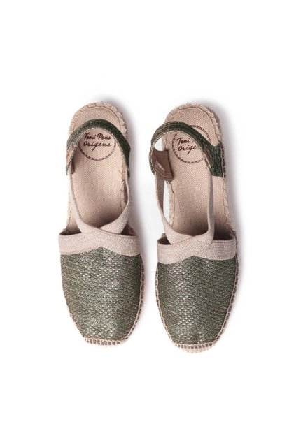 Toni Pons Dolgu Topuk Çapraz Bant Espadrıl Haki - 1