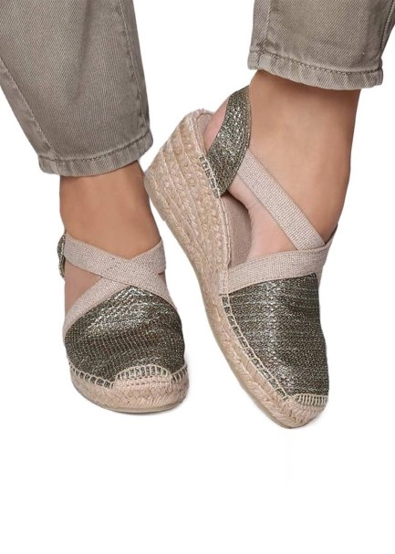 Toni Pons Dolgu Topuk Çapraz Bant Espadrıl Haki - 4