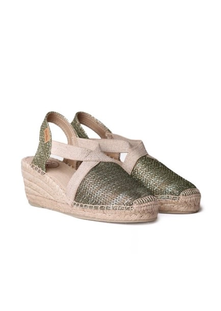 Toni Pons Dolgu Topuk Çapraz Bant Espadrıl Haki - 2