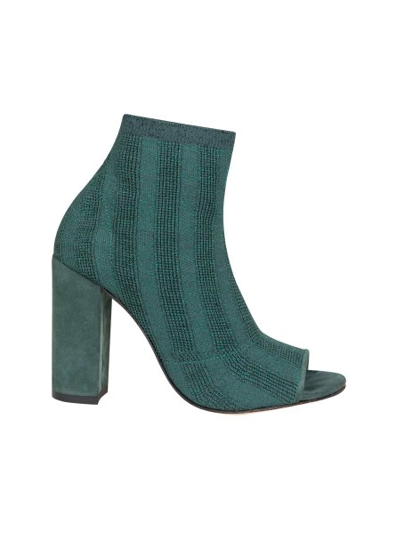 Topuklu Yeşil Triko Bootie - 6