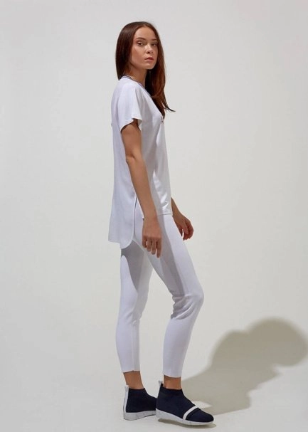 Triko Yaka Pamuk Beyaz T-Shirt - 4