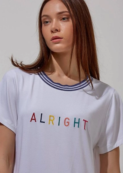 Triko Yaka Pamuk Beyaz T-Shirt - 6