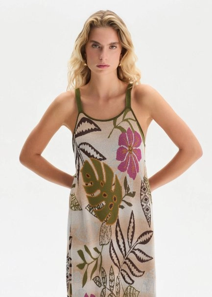 TROPICAL PATTERN DETAILED KNIT DRESS - 2