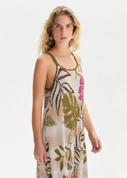 TROPICAL PATTERN DETAILED KNIT DRESS - 4