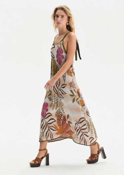 TROPICAL PATTERN DETAILED KNIT DRESS - 3