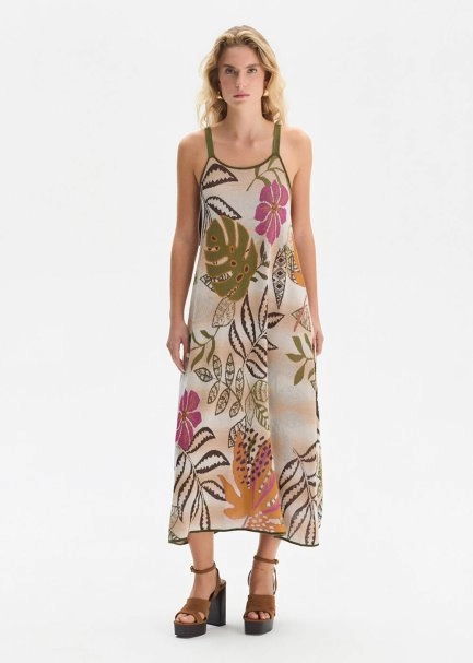 TROPICAL PATTERN DETAILED KNIT DRESS - 1