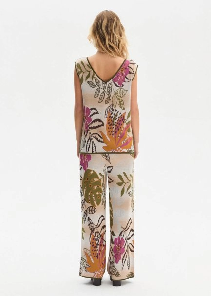 TROPICAL PATTERN DETAILED KNIT PANTS - 5