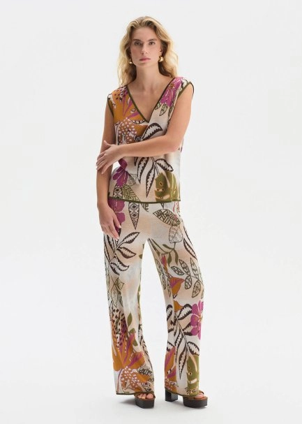 TROPICAL PATTERN DETAILED KNIT PANTS - 2