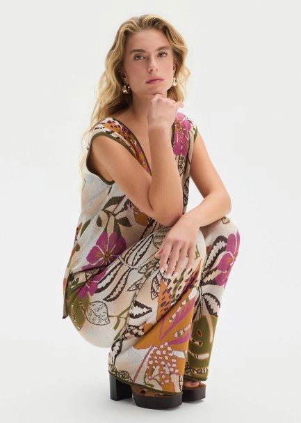 TROPICAL PATTERN DETAILED KNIT TOP - 4