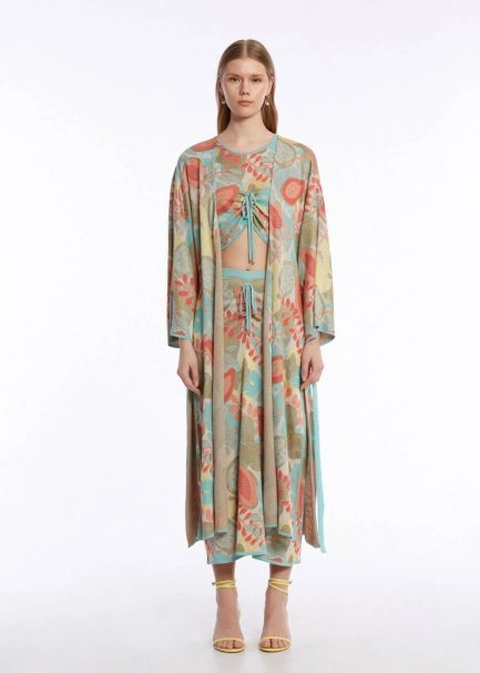 TROPICAL PATTERN KNIT CAFTAN - 1