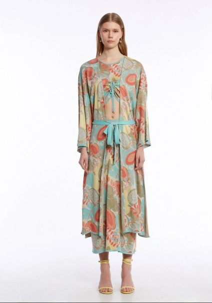TROPICAL PATTERN KNIT CAFTAN - 3