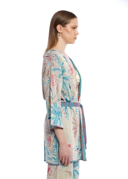 TROPICAL PATTERN KNIT KIMONO - 4