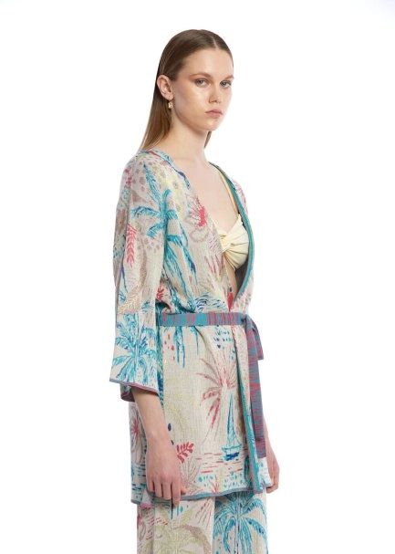 TROPICAL PATTERN KNIT KIMONO - 3