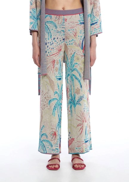 TROPICAL PATTERN KNIT PANTS - 2