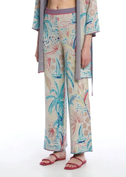 TROPICAL PATTERN KNIT PANTS - 3