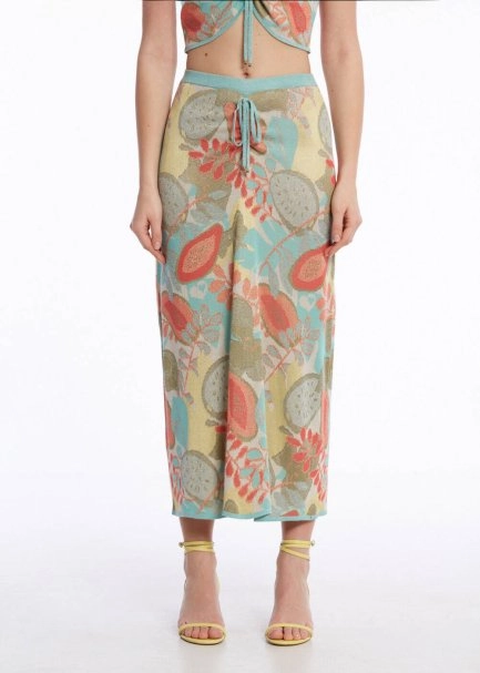 TROPICAL PATTERN KNIT SKIRT - 2