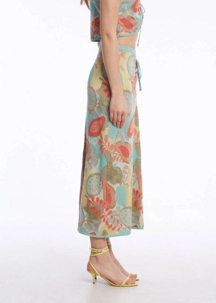 TROPICAL PATTERN KNIT SKIRT - 3