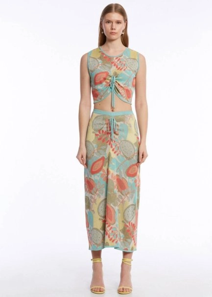 TROPICAL PATTERN KNIT SKIRT - 1