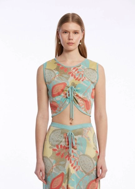 TROPICAL PATTERN KNIT TOP - 1