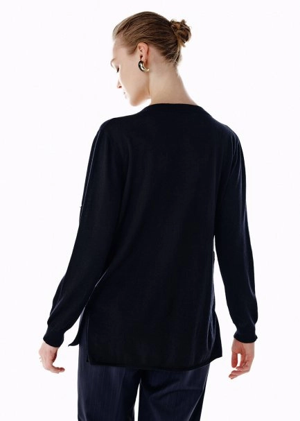 ULTRAFINE BLACK ORGANIC CASHMERE KNIT CARDIGAN - 5