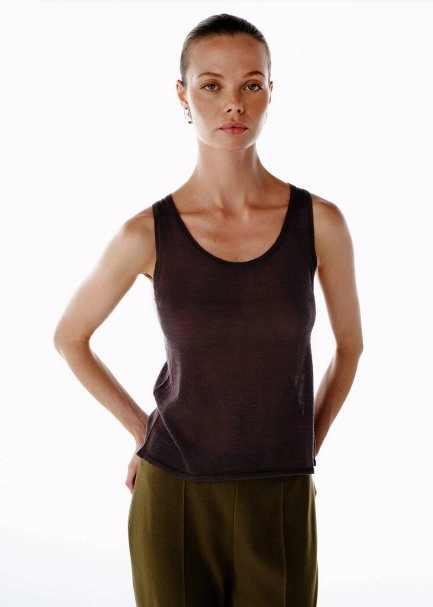 ULTRAFINE MERINO WOOL BLEND KNIT TOP CHERRY - 4