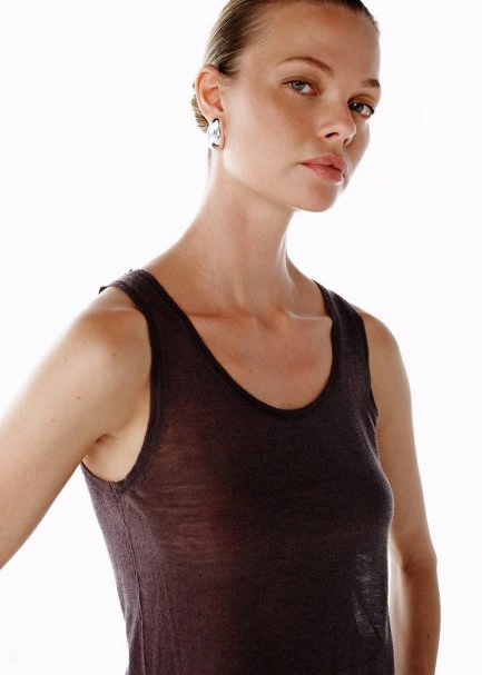 ULTRAFINE MERINO WOOL BLEND KNIT TOP CHERRY - 1