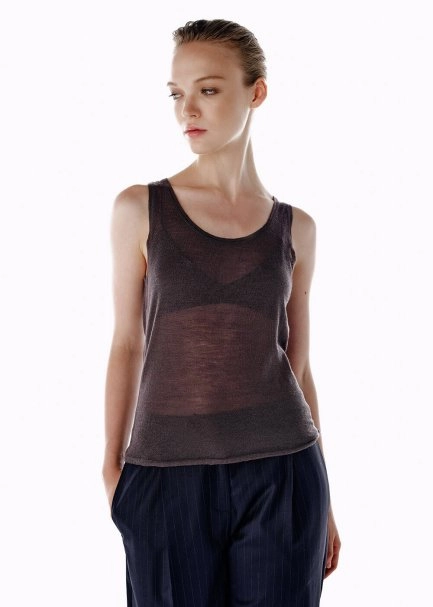 ULTRAFINE MERINO WOOL BLEND KNIT TOP DARK GREY - 3