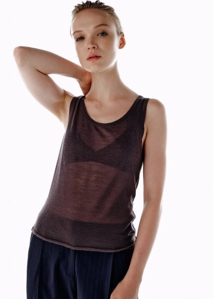 ULTRAFINE MERINO WOOL BLEND KNIT TOP DARK GREY - 4